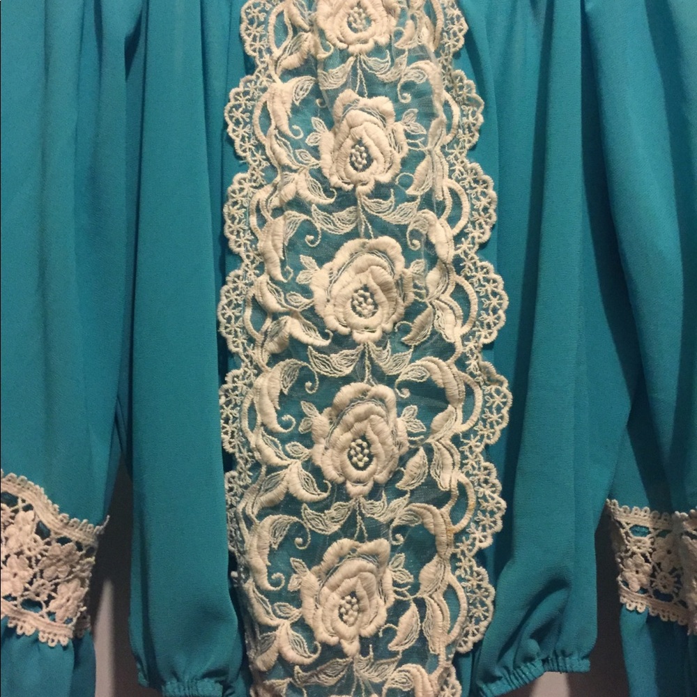 SOLD on Mercari NWOT Turquoise Sheer Top - Small - Picture 2 of 8